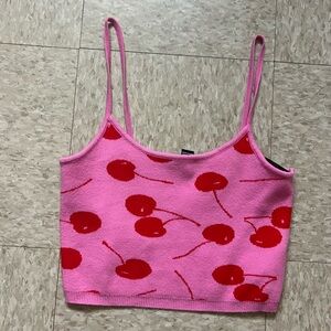 Forever 21 Pink and Red Cherry Pattern Top
